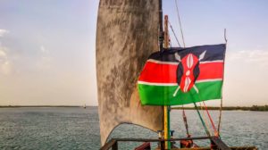 Kenyan flag waiving in the wind during a dhow cruise